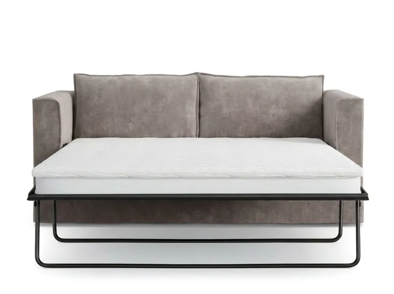 Travstad 3-sits Bäddsoffa med HVILA Bäddmadrass 140x200 cm Memoryskum med Tvättbar klädsel - Grå - Möbler - Vardagsrum - Bäddsoffor - 3-sits bäddsoffa
