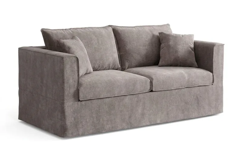 Travstad 3-sits Bäddsoffa med HVILA Bäddmadrass 140x200 cm Memoryskum med Tvättbar klädsel - Grå - Möbler - Vardagsrum - Bäddsoffor - 3-sits bäddsoffa