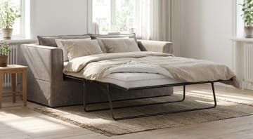 Travstad 3-sits Bäddsoffa med HVILA Bäddmadrass 140x200 cm Memoryskum med Tvättbar klädsel - Grå - Möbler - Vardagsrum - Bäddsoffor - 3-sits bäddsoffa