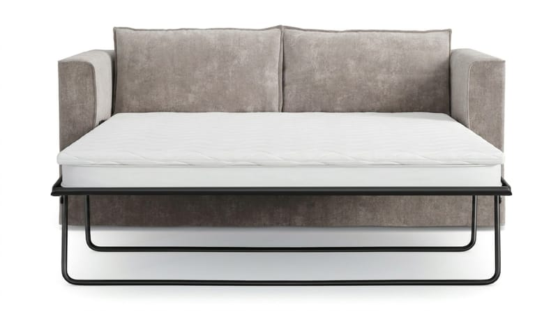 Travstad 3-sits Bäddsoffa med HVILA Bäddmadrass 140x200 cm Memoryskum med Tvättbar klädsel - Grå/Vit - Möbler - Vardagsrum - Bäddsoffor - 3-sits bäddsoffa
