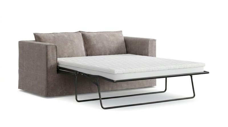 Travstad 3-sits Bäddsoffa med HVILA Bäddmadrass 140x200 cm Memoryskum med Tvättbar klädsel - Grå/Vit - Möbler - Vardagsrum - Bäddsoffor - 3-sits bäddsoffa