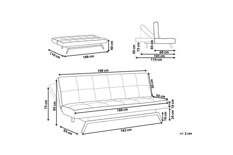 Tripta Bäddsoffa 3-sits - Svart/Vit - Möbler - Vardagsrum - Bäddsoffor