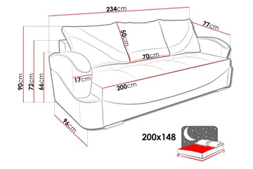 Turbo Bäddsoffa 200x96x90 cm - Brun/Grå - Möbler - Vardagsrum - Bäddsoffor
