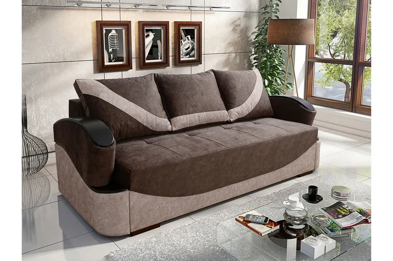 Turbo Bäddsoffa 200x96x90 cm - Brun/Grå - Möbler - Vardagsrum - Bäddsoffor
