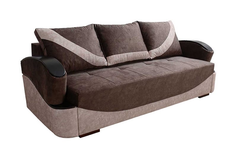 TURBO Bäddsoffa 200x96x90 cm - Brun/Grå - Bäddsoffor - 3-sits bäddsoffa