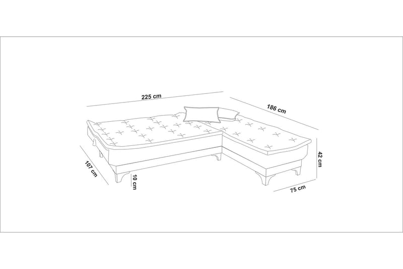 Turso Bäddsoffa med Divan Höger - Blå - Möbler - Vardagsrum - Bäddsoffor