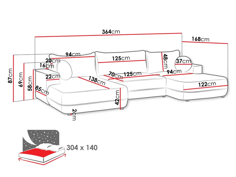 Uppland Bäddsoffa Dubbeldivan 5-sits - Vit - Möbler - Vardagsrum - Bäddsoffor - U bäddsoffa