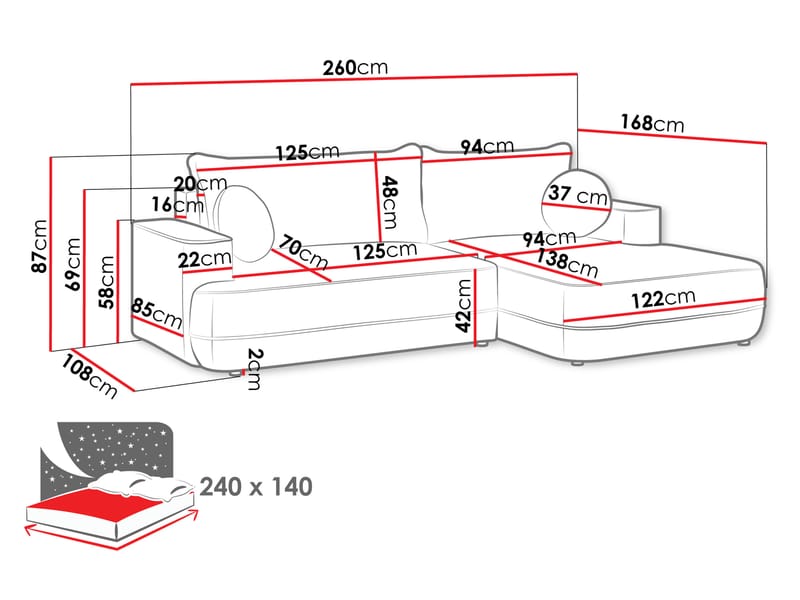 Uppland Bäddsoffa med Divan 3-sits - Beige - Möbler - Vardagsrum - Bäddsoffor