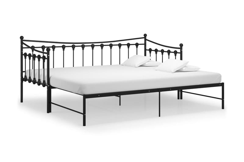 Utdragbar sängram bäddsoffa svart metall 90x200 cm - Svart - Hörnbäddsoffa - Bäddsoffor