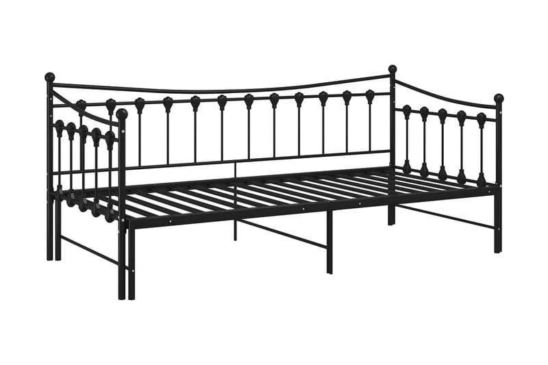 Utdragbar sängram bäddsoffa svart metall 90x200 cm - Svart - Möbler - Vardagsrum - Bäddsoffor - Hörnbäddsoffa