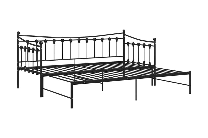 Utdragbar sängram bäddsoffa svart metall 90x200 cm - Svart - Möbler - Vardagsrum - Bäddsoffor - Hörnbäddsoffa