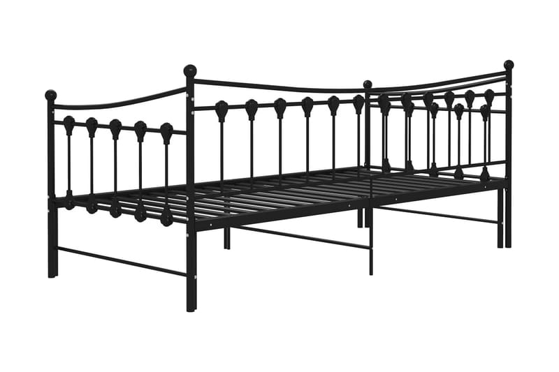 Utdragbar sängram bäddsoffa svart metall 90x200 cm - Svart - Möbler - Vardagsrum - Bäddsoffor - Hörnbäddsoffa