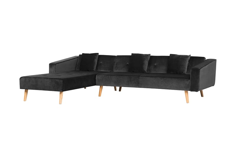 Vadso Vänster Längsbäddad Bäddsoffa 100x270 cm i Sammet - Antracit - Möbler - Vardagsrum - Bäddsoffor