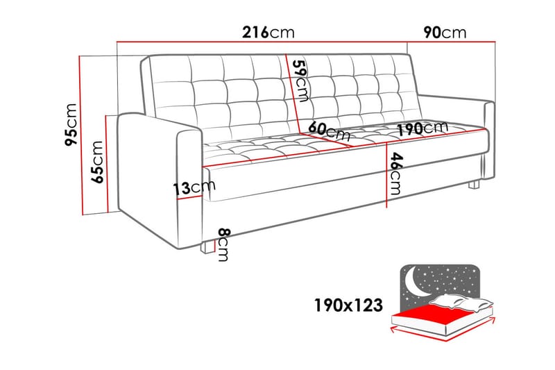 Veasna Bäddsoffa - Blå - Möbler - Vardagsrum - Bäddsoffor