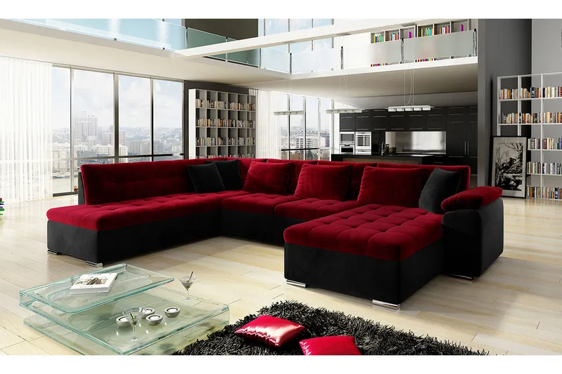 Vekerum 6-sits Bäddsoffa - Röd/Svart - Möbler - Vardagsrum - Bäddsoffor - U bäddsoffa