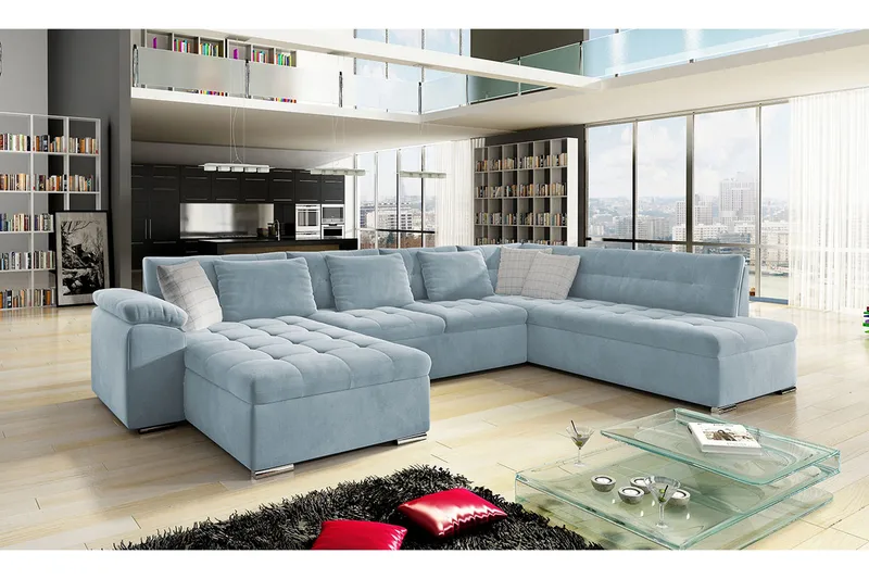 Vekerum 8-sits Bäddsoffa Vänster - Blå - Möbler - Vardagsrum - Bäddsoffor - U bäddsoffa