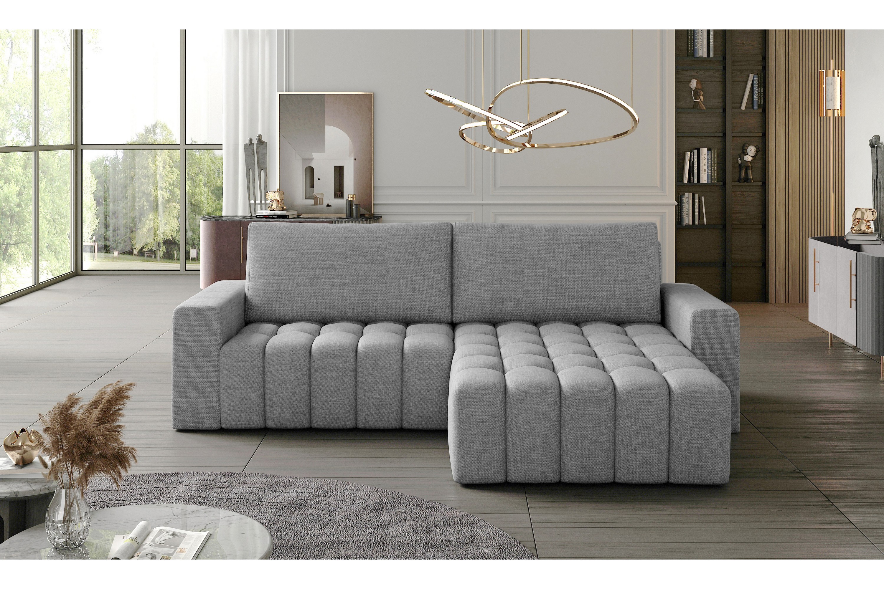 vendolo divanbäddsoffa höger grå -