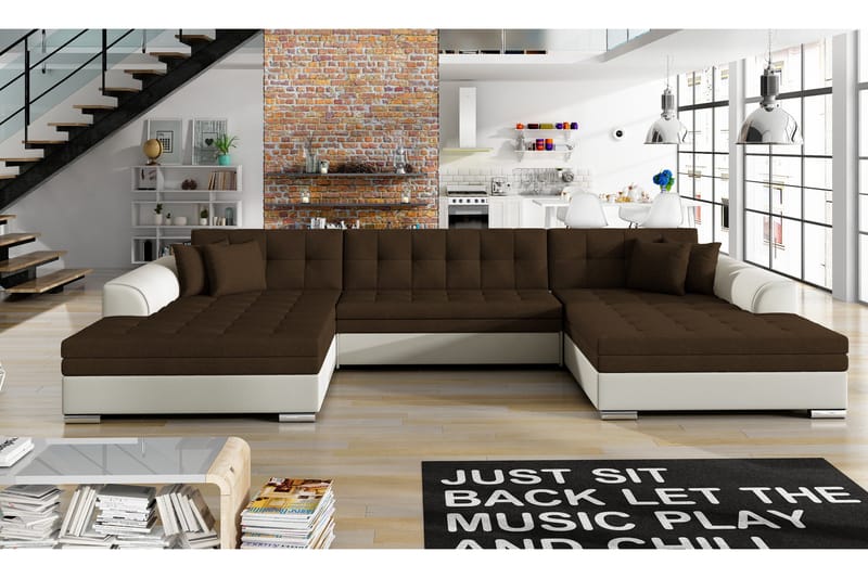 Ventolia Hörnbäddsoffa - Brun/Beige - Möbler - Vardagsrum - Bäddsoffor - U bäddsoffa