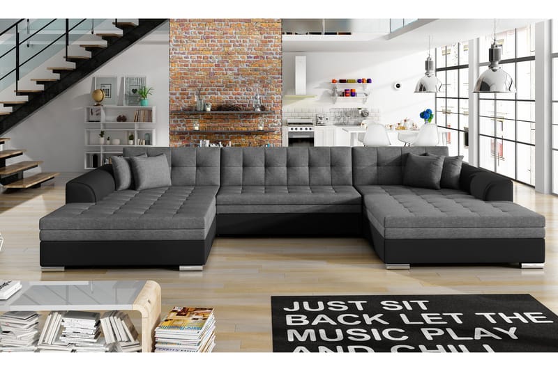 Ventolia Hörnbäddsoffa Universal - Grå/Svart - Möbler - Vardagsrum - Bäddsoffor - U bäddsoffa