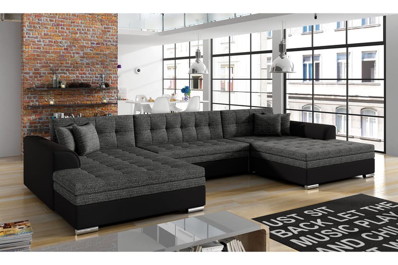 Ventolia Hörnbäddsoffa Universal - Grå/Svart - Möbler - Vardagsrum - Bäddsoffor - U bäddsoffa