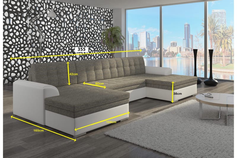 Ventolia Hörnbäddsoffa Universal - Grå/Svart - Möbler - Vardagsrum - Bäddsoffor - U bäddsoffa