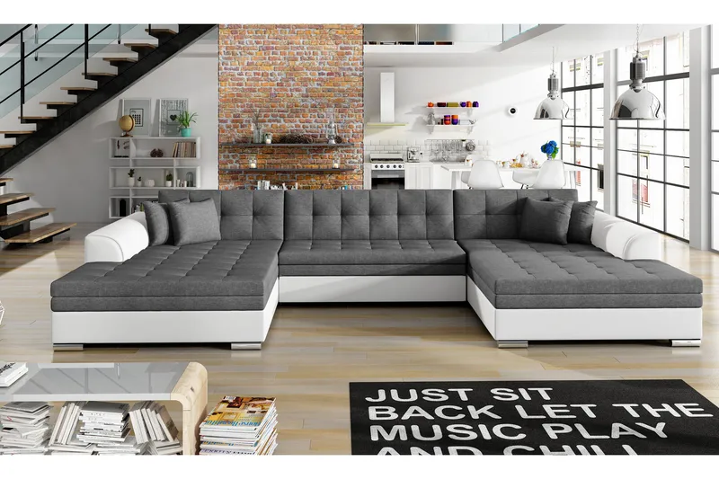 Ventolia Hörnbäddsoffa Universal - Grå/Vit - Möbler - Vardagsrum - Bäddsoffor - U bäddsoffa