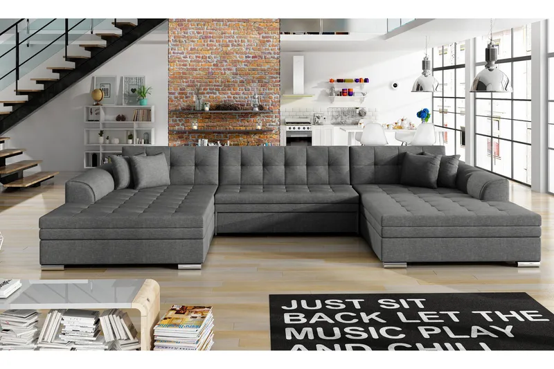 Ventolia Stor U-formad Hörnbäddsoffa - Grå - Möbler - Vardagsrum - Bäddsoffor - U bäddsoffa