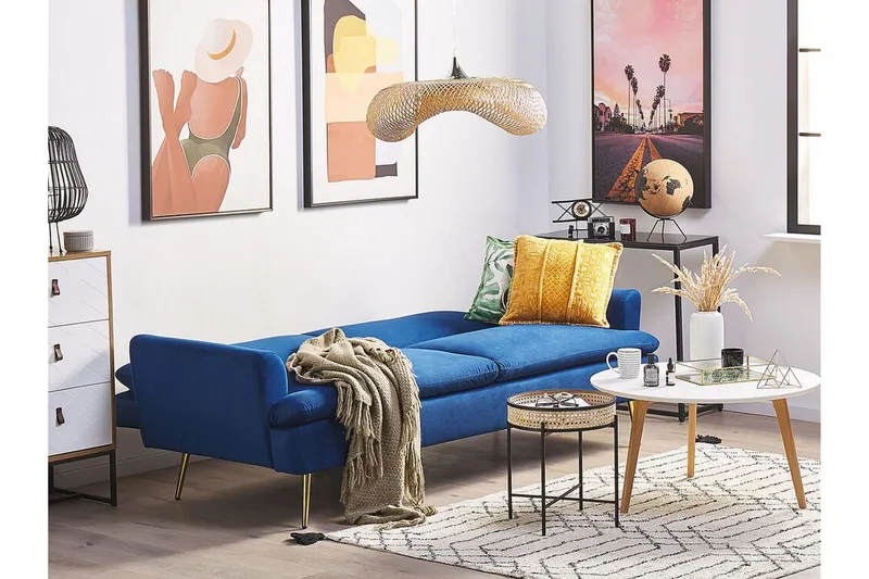 Vettre 3-sits Bäddsoffa - Sammet/Marinblå - Möbler - Vardagsrum - Bäddsoffor