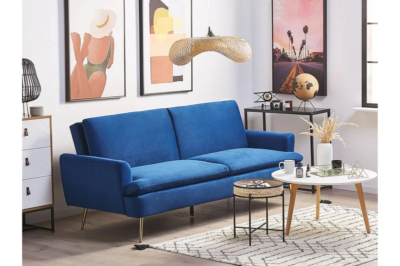 Vettre 3-sits Bäddsoffa - Sammet/Marinblå - Möbler - Vardagsrum - Bäddsoffor