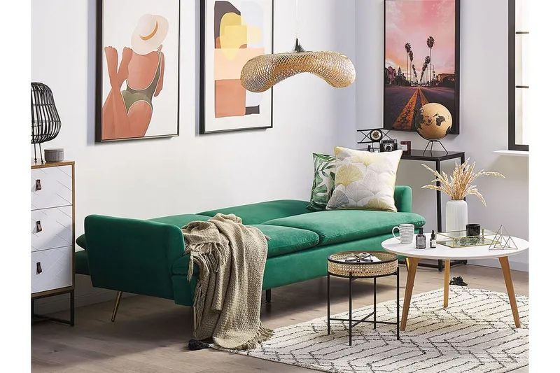 Vettre 3-sits Bäddsoffa - Sammet/Mörkgrön - Möbler - Vardagsrum - Bäddsoffor