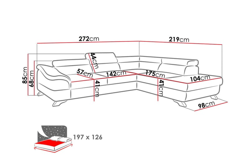 View Bäddsoffa 3-sits med Schäslong Höger - Mörkgrå - Möbler - Vardagsrum - Bäddsoffor - Hörnbäddsoffa