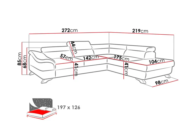View Bäddsoffa 3-sits med Schäslong Vänster - Mörkgrå - Möbler - Vardagsrum - Bäddsoffor - Hörnbäddsoffa