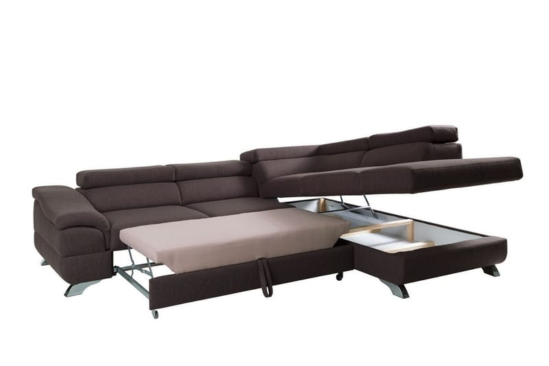 View Bäddsoffa 3-sits med Schäslong Vänster - Mörkgrå - Möbler - Vardagsrum - Bäddsoffor - Hörnbäddsoffa