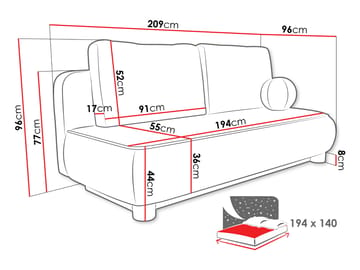 Villoruela Bäddsoffa 3-sits - Vit - Möbler - Vardagsrum - Bäddsoffor