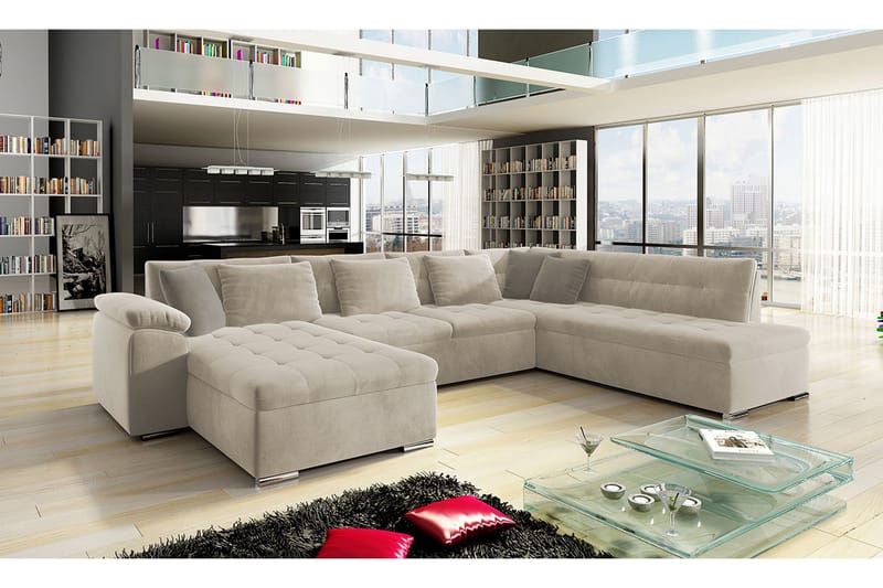 VILLOSA 4-sits Bäddsoffa Beige - Möbler - Vardagsrum - Bäddsoffor - U bäddsoffa
