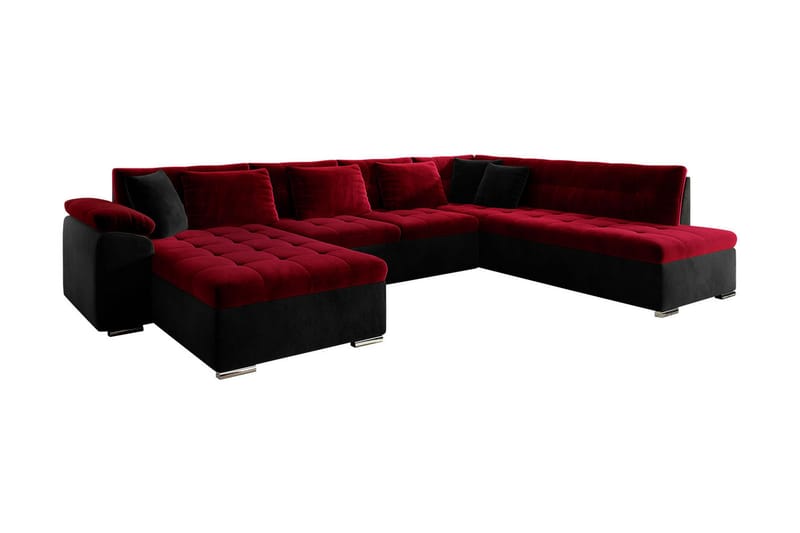VILLOSA 4-sits Bäddsoffa Röd/Svart - Möbler - Vardagsrum - Bäddsoffor - U bäddsoffa