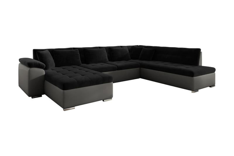 VILLOSA 4-sits Bäddsoffa Svart/Grå - Möbler - Vardagsrum - Bäddsoffor - U bäddsoffa