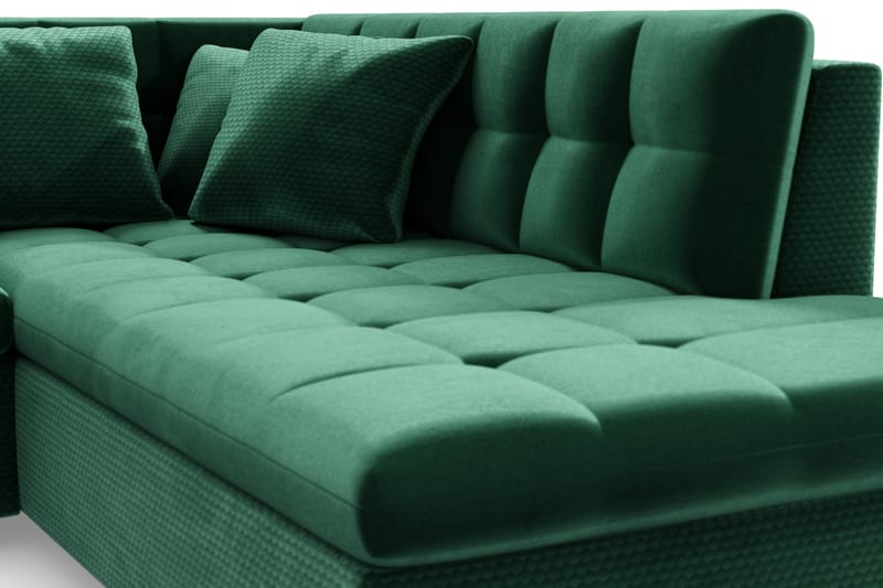 VILLOSA Bäddsoffa Divan Vänster - Mörkgrön - Möbler - Vardagsrum - Bäddsoffor - U bäddsoffa