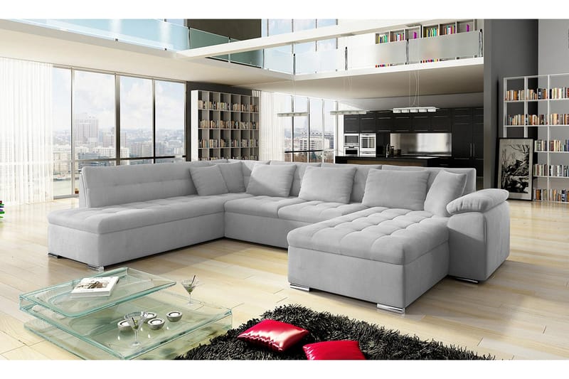 VILLOSA Bäddsoffa m. Divan och Schäslong 4-sits - Vit - Möbler - Vardagsrum - Bäddsoffor - U bäddsoffa