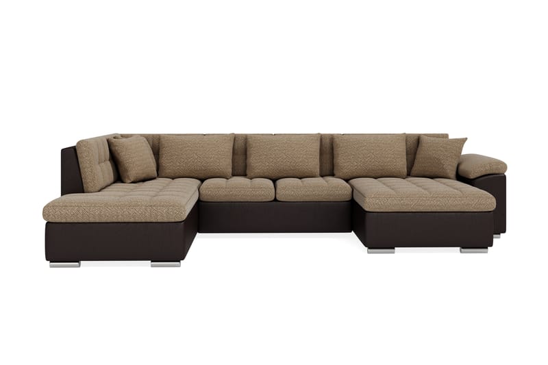 VILLOSA Hörnbäddsoffa Divan med Förvaring Höger Beige/Brun - Beige/Brun - Möbler - Vardagsrum - Bäddsoffor - U bäddsoffa