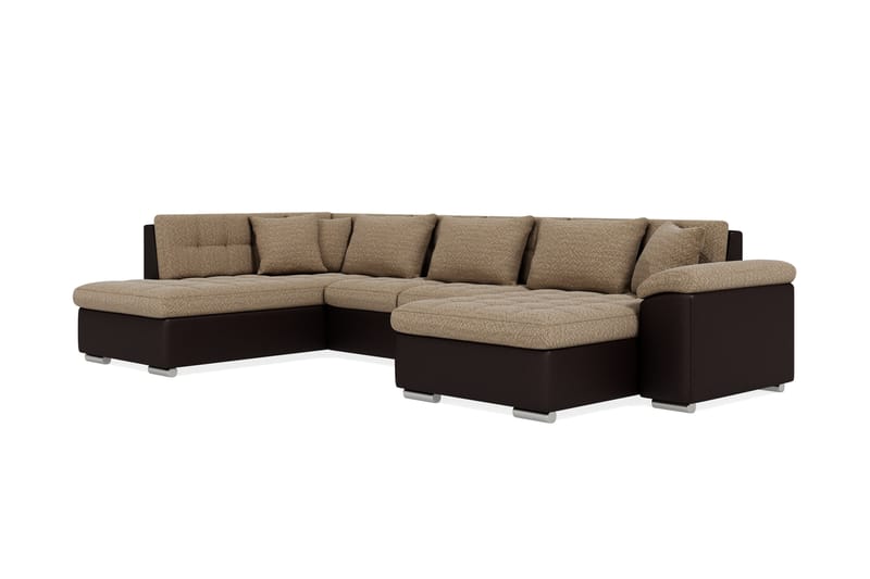 VILLOSA Hörnbäddsoffa Divan med Förvaring Höger Beige/Brun - Beige/Brun - Möbler - Vardagsrum - Bäddsoffor - U bäddsoffa