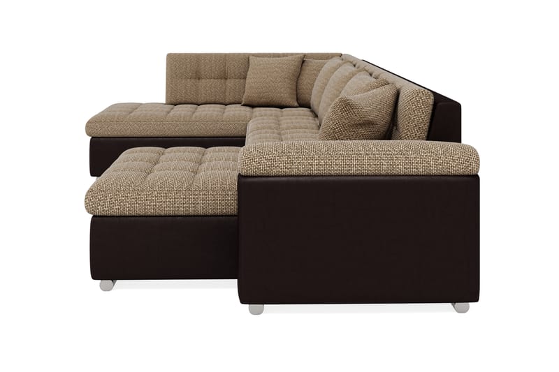 VILLOSA Hörnbäddsoffa Divan med Förvaring Höger Beige/Brun - Beige/Brun - Möbler - Vardagsrum - Bäddsoffor - U bäddsoffa