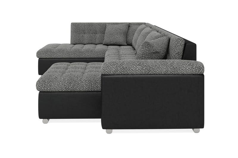 VILLOSA Hörnbäddsoffa Divan med Förvaring Höger Svart/Grå - Svart/Grå - Möbler - Vardagsrum - Bäddsoffor - U bäddsoffa
