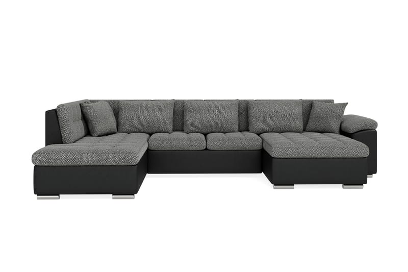 VILLOSA Hörnbäddsoffa Divan med Förvaring Höger Svart/Grå - Svart/Grå - Möbler - Vardagsrum - Bäddsoffor - U bäddsoffa