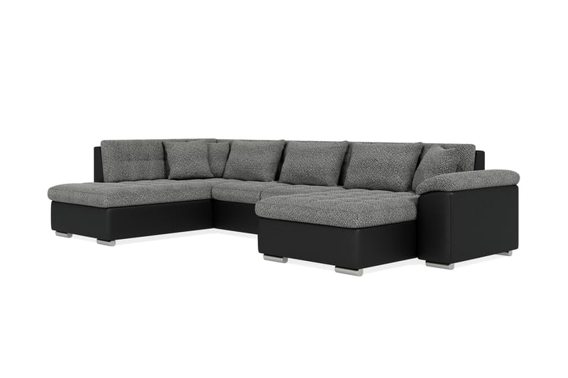 VILLOSA Hörnbäddsoffa Divan med Förvaring Höger Svart/Grå - Svart/Grå - Möbler - Vardagsrum - Bäddsoffor - U bäddsoffa