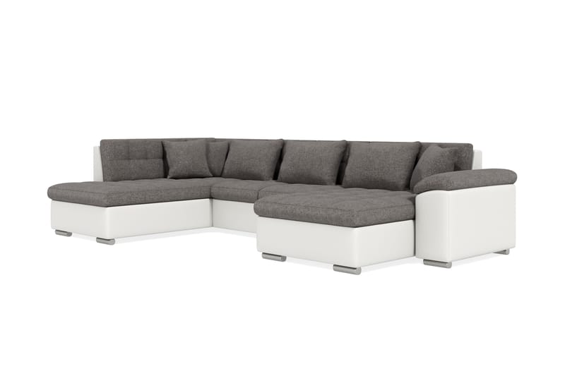 VILLOSA Hörnbäddsoffa Divan med Förvaring Höger Vit/Ljusgrå - Vit/Ljusgrå - Möbler - Vardagsrum - Bäddsoffor - U bäddsoffa