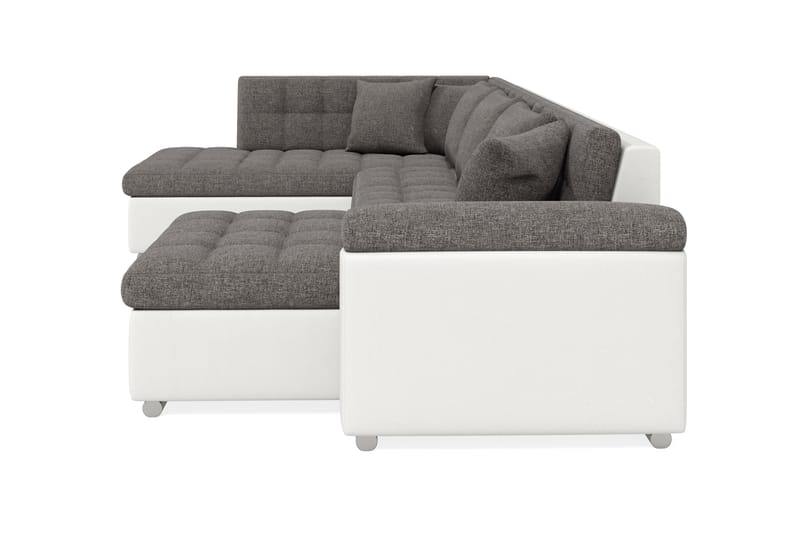 VILLOSA Hörnbäddsoffa Divan med Förvaring Höger Vit/Ljusgrå - Vit/Ljusgrå - Möbler - Vardagsrum - Bäddsoffor - U bäddsoffa