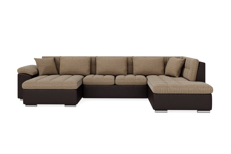 VILLOSA Hörnbäddsoffa Divan med Förvaring Vänster Beige/Brun - Beige/Brun - Möbler - Vardagsrum - Bäddsoffor - U bäddsoffa