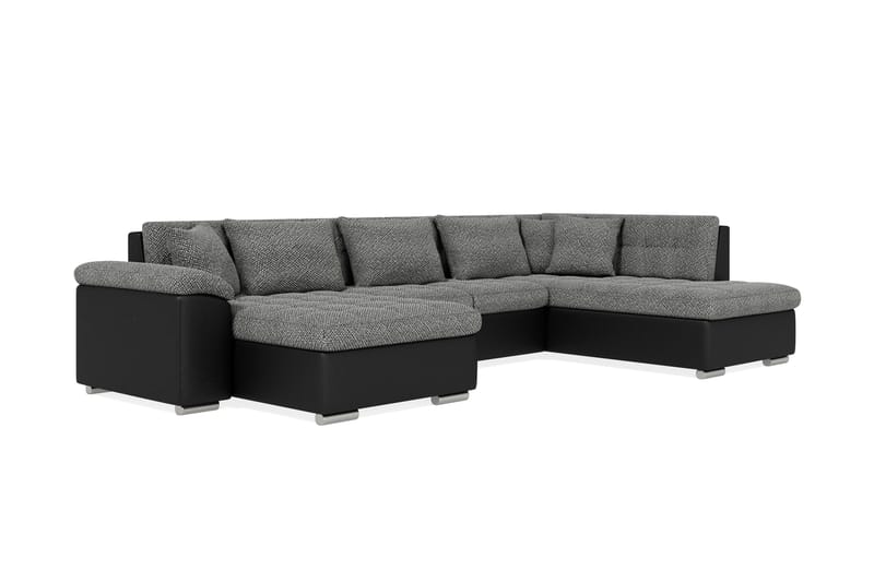 VILLOSA Hörnbäddsoffa Divan med Förvaring Vänster Grå/Svart - Möbler - Vardagsrum - Bäddsoffor - U bäddsoffa