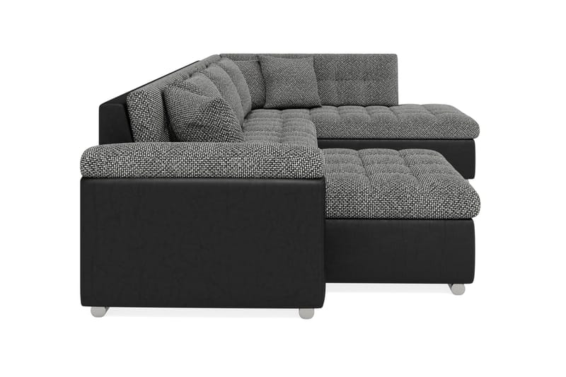 VILLOSA Hörnbäddsoffa Divan med Förvaring Vänster Grå/Svart - Möbler - Vardagsrum - Bäddsoffor - U bäddsoffa